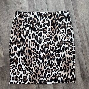 Chico's Black and White Knee-Length leopard Pencil Skirt XL